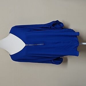 NWT TACERA Women's Plus Blouse 3/4 Sleeve Blue Color V-Neck.Size 2X